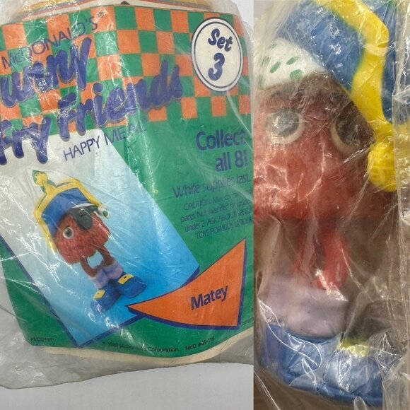 McDonald's Other - 1989 McDonald’s Funny Fry Friends Happy Meal Toy Figure Matey Set 3 SEALED